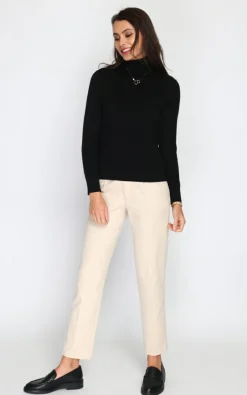 Pull en Cachemire mélangé col roulé fourré thermique noir