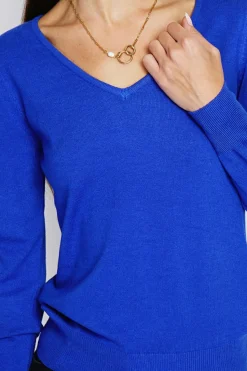 Pull en Cachemire mélangé col V royal