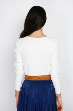 Pull en Cachemire mélangé col V naturel