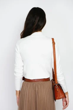 Pull en Cachemire mélangé col montant naturel