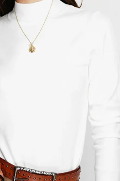 Pull en Cachemire mélangé col montant naturel