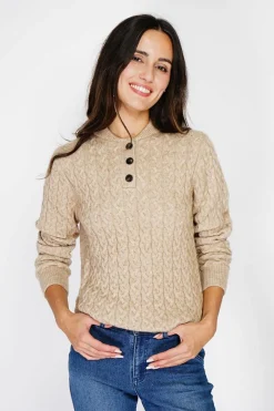 Pull en Cachemire mélangé col boutonné désert