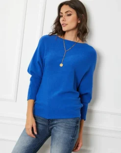 Pull en Cachemire mélangé Lena bleu roi