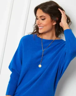 Pull en Cachemire mélangé Lena bleu roi