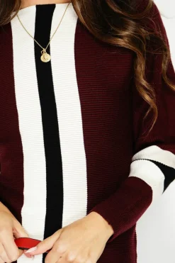 Pull en Cachemire mélangé ras du cou bordeaux