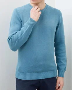 Pull en Coton & Laine col rond vert