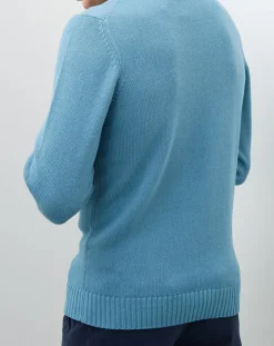 Pull en Coton & Laine col rond vert