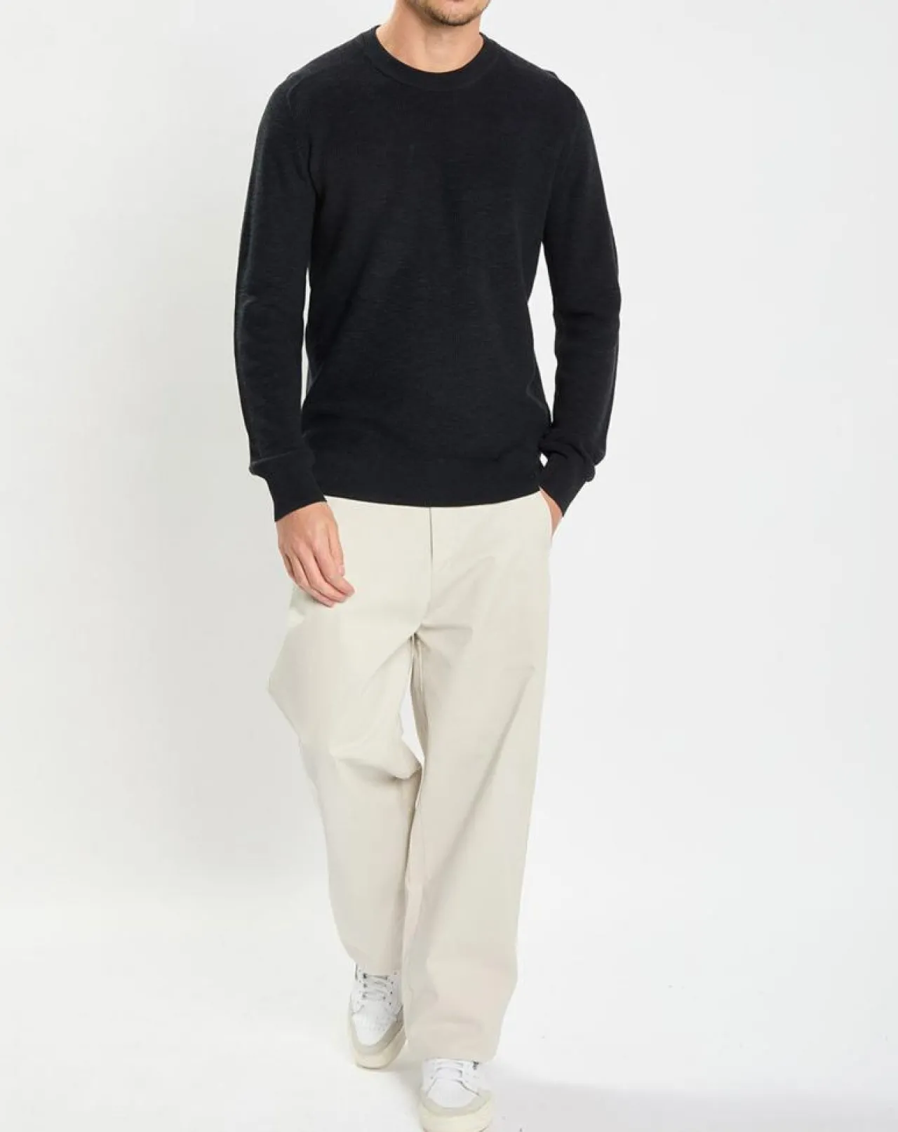 Pull en Coton & Lin bleu marine