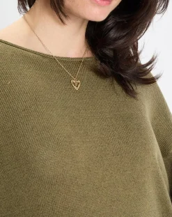 Pull en Coton & Lin Col Bateau kaki