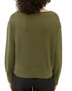 Pull en Coton & Lin Col Bateau kaki