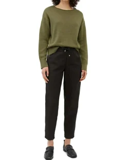 Pull en Coton & Lin Col Bateau kaki