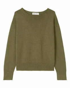 Pull en Coton & Lin Col Bateau kaki