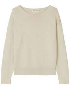 Pull en Coton & Lin Col Bateau beige clair