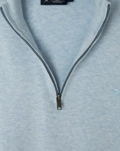 Pull en Coton & Soie col camionneur bleu moyen