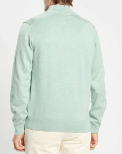 Pull en Coton & Soie col camionneur vert moyen