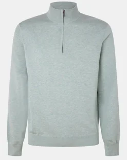 Pull en Coton & Soie col camionneur vert moyen