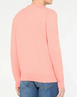 Pull en Coton & Soie col rond rose moyen