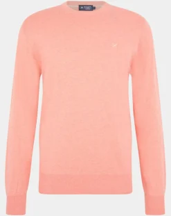 Pull en Coton & Soie col rond rose moyen