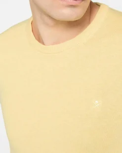 Pull en Coton & Soie col rond jaune