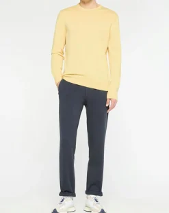 Pull en Coton & Soie col rond jaune