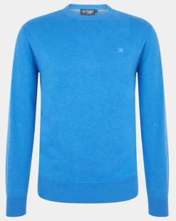 Pull en Coton & Soie col rond bleu vif