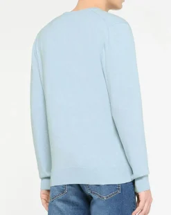 Pull en Coton & Soie col V bleu ciel