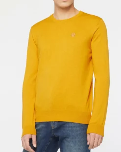 Pull en Coton Bio & Laine col rond jaune foncé