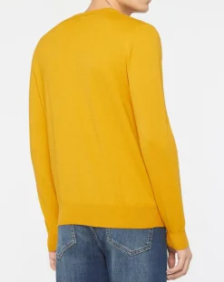 Pull en Coton Bio & Laine col rond jaune foncé