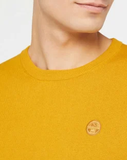 Pull en Coton Bio & Laine col rond jaune foncé