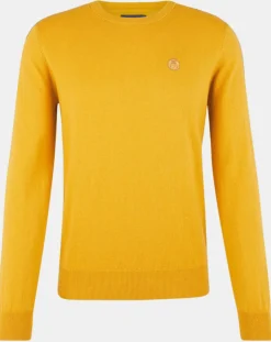 Pull en Coton Bio & Laine col rond jaune foncé