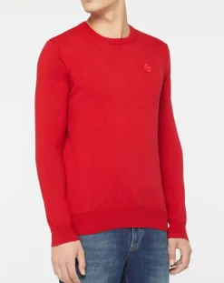Pull en Coton Bio & Laine col rond rouge