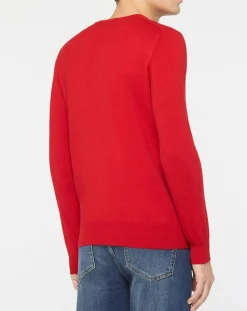 Pull en Coton Bio & Laine col rond rouge