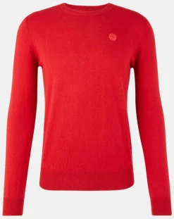 Pull en Coton Bio & Laine col rond rouge