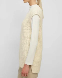 Pull en Coton, Laine & Alpaga mélangés sans manches écru