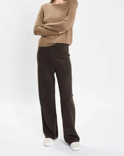 Pull en Coton, Laine & Alpaga mélangés Basique marron