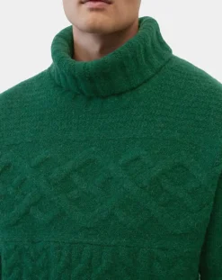 Pull en Laine & Alpaga mélangés torsadé vert