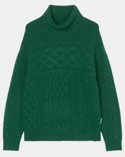 Pull en Laine & Alpaga mélangés torsadé vert