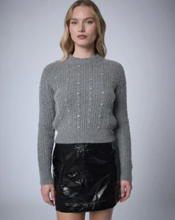 Pull en Laine & Alpaga mélangés Torsade gris