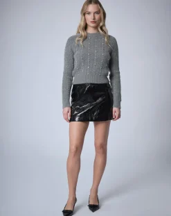 Pull en Laine & Alpaga mélangés Torsade gris