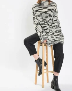 Pull en Laine & Alpaga mélangés noir/gris