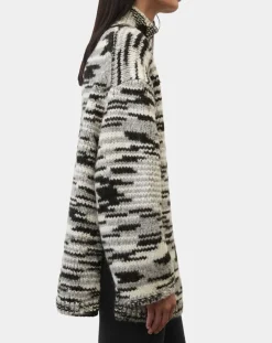 Pull en Laine & Alpaga mélangés noir/gris