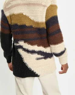 Pull en Laine & Alpaga mélangés jacquard Paysage chocolat