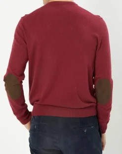 Pull en Laine & Cachemire mélangés col rond bordeaux
