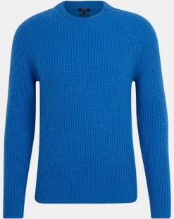 Pull en Laine & Cachemire Noterond col rond bleu