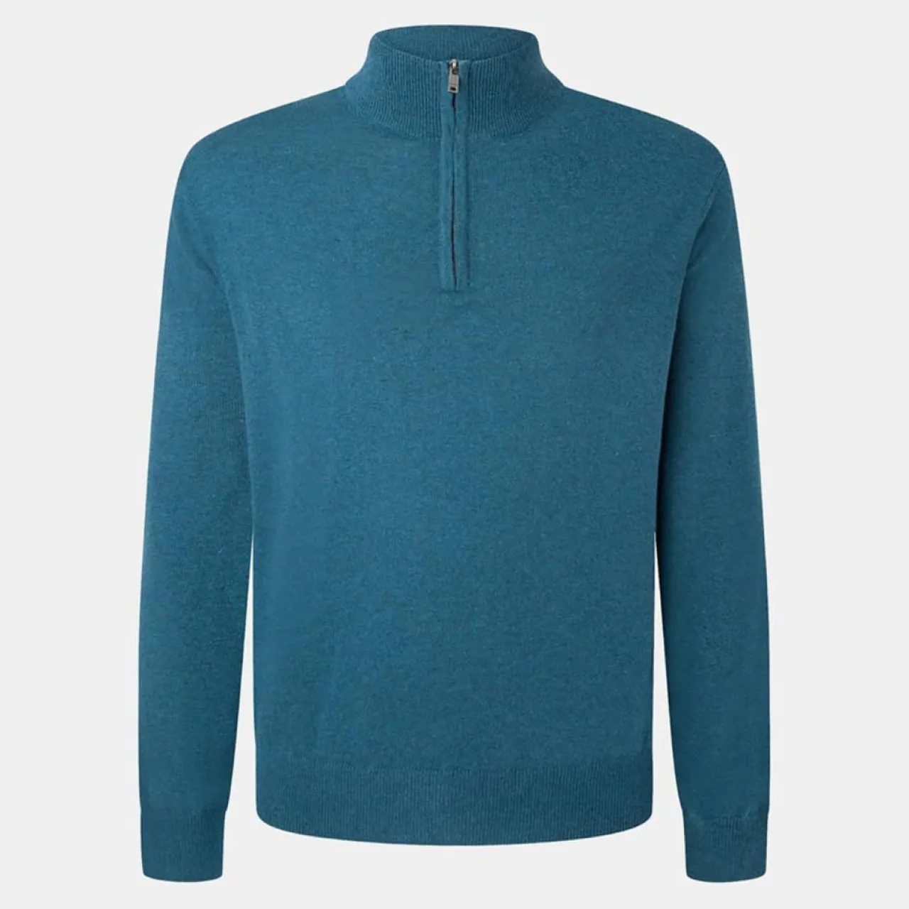 Pull en Laine & Cachemire mélangés 1/2 zip bleu clair