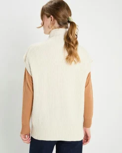 Pull en Laine & Cachemire col montant Shanghai écru