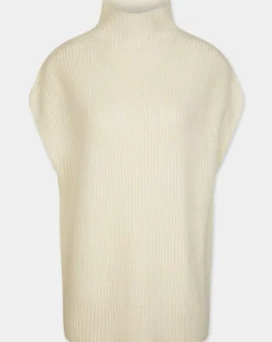 Pull en Laine & Cachemire col montant Shanghai écru