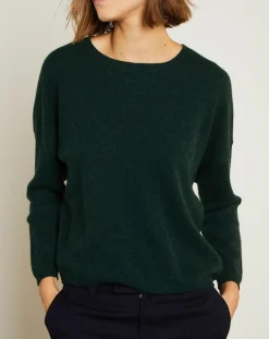 Pull en Laine & Cachemire Clémence Col rond vert foret