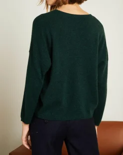 Pull en Laine & Cachemire Clémence Col rond vert foret