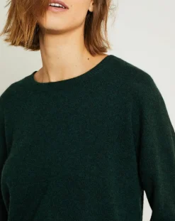 Pull en Laine & Cachemire Clémence Col rond vert foret